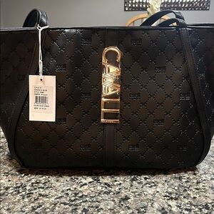 Cavalli Class Black Tote with Gold Logo